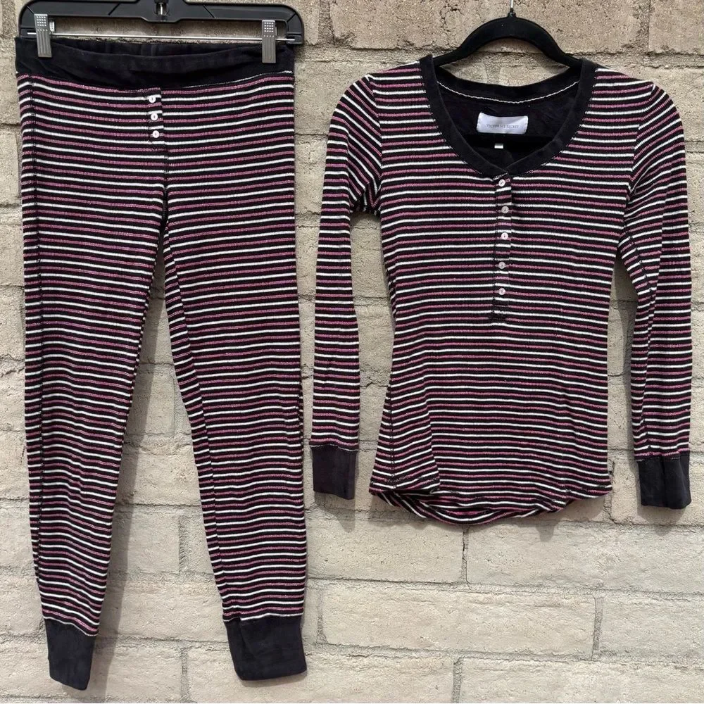 Victoria's Secret Pajamas Small Black Pink White Stripe